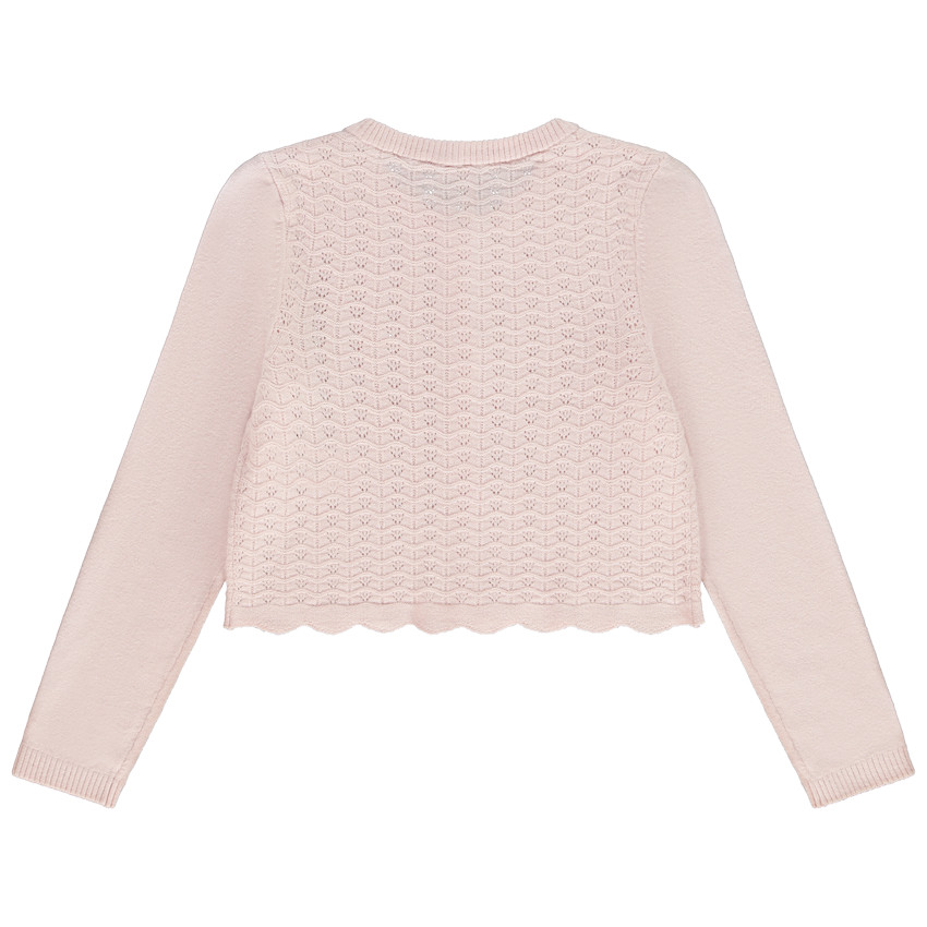 Gilet court en tricot ajouré pour fille 