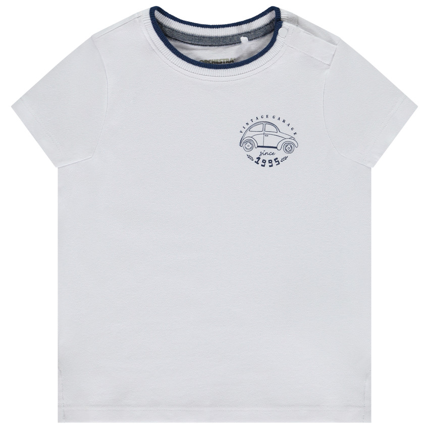 T-shirt met korte mouwen print auto voor baby jongen 