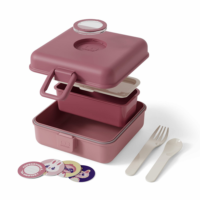 Lunchbox personnalisable 850ml Snacky avec couverts Pink Blush 