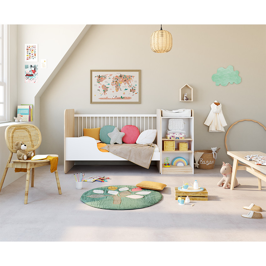 Coussin décoratif rond en tétra modulable en tour de lit ou de parc 