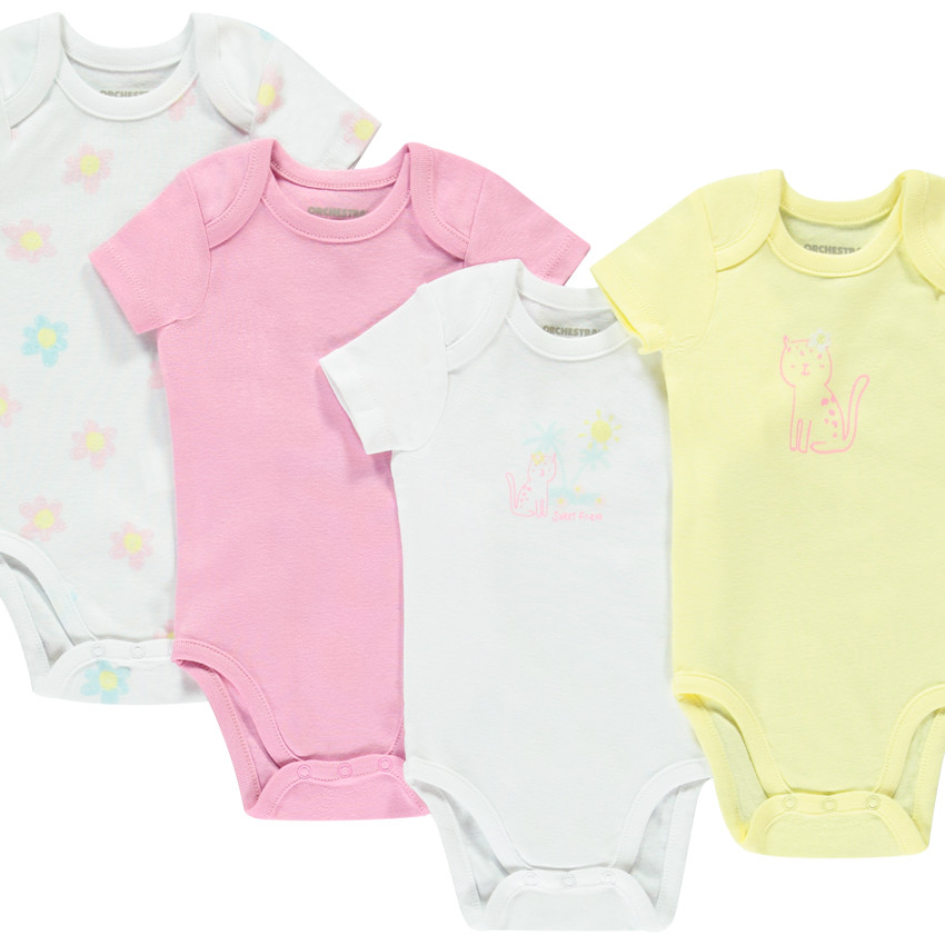Lot de 7 bodies manches courtes fantaisies pour bébé fille  