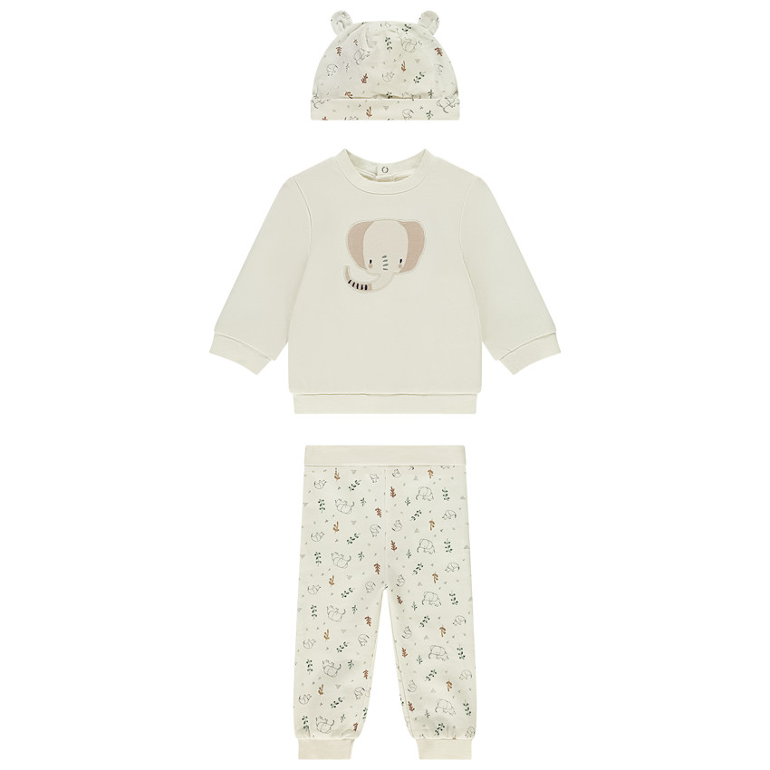 Ensemble 3 pièces motifs éléphant pour bébé garçon 