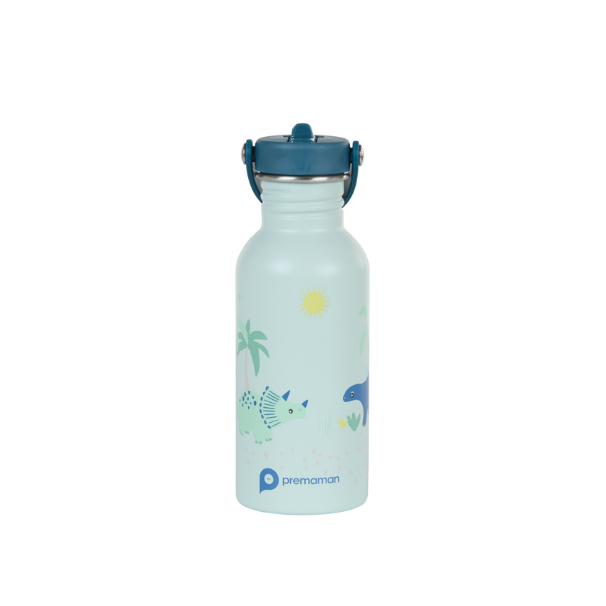 Gourde en inox avec paille Dino Rigolo - 500 ml 