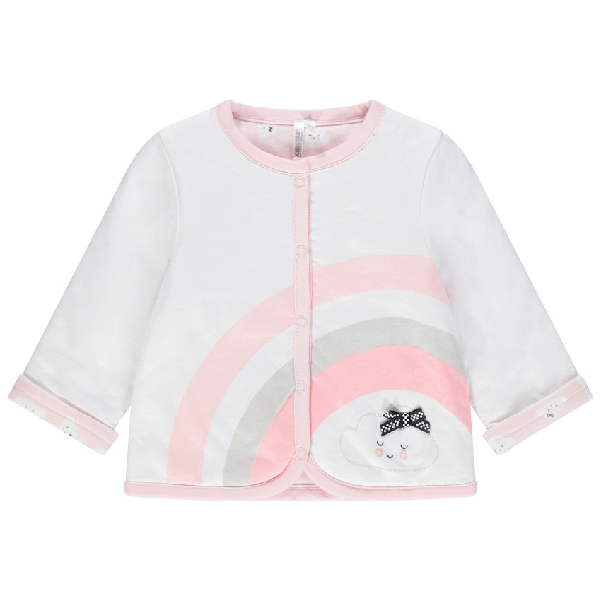 Gilet réversible en coton bio à arc-en-ciel et nuages imprimés 