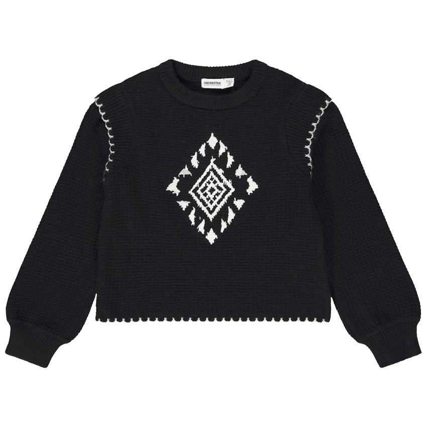 Pull court en tricot fantaisie pour fille 