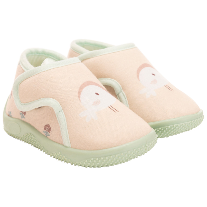 Chaussons bottillons velcro print oiseau pour bébé fille 