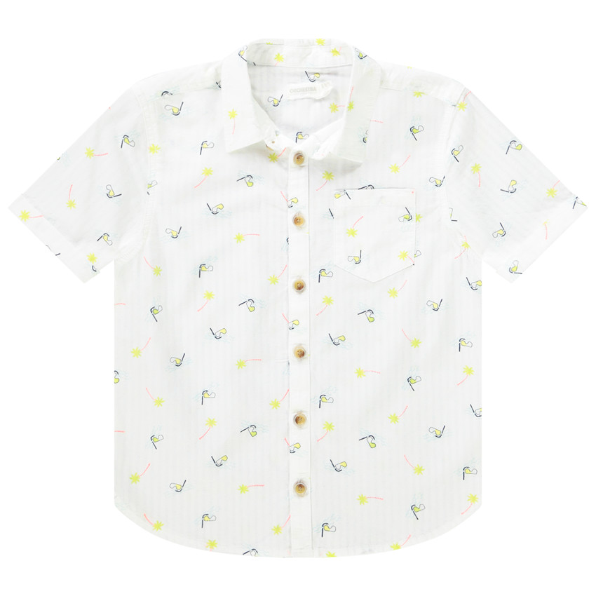 Chemise manches courtes imprimé masques/palmiers pour garçon 