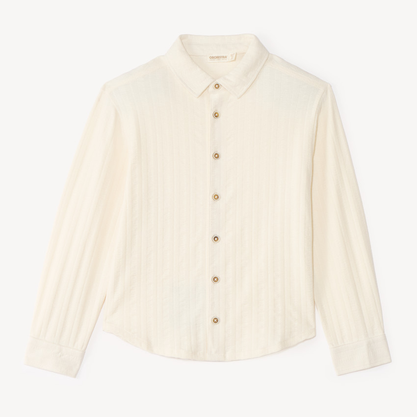 Chemise garçon à manches longues en maille unie 