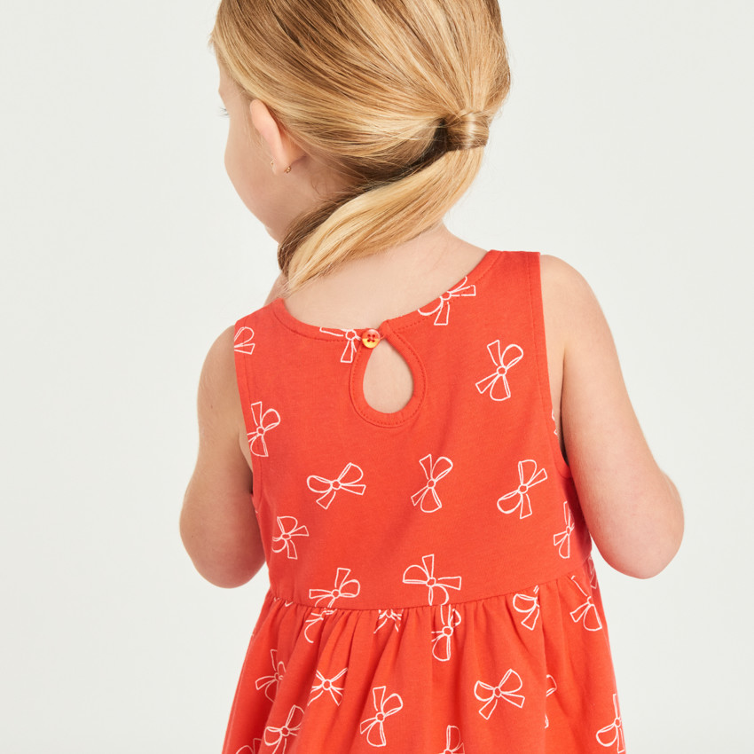 Zomerse jurk zondermouwen met knoopprint voor meisjes 