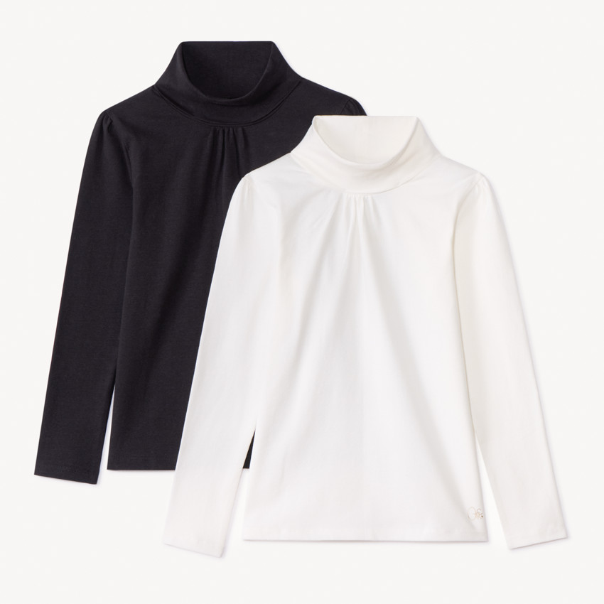 Lot de 2 sous-pulls unis à col roulé pour fille 