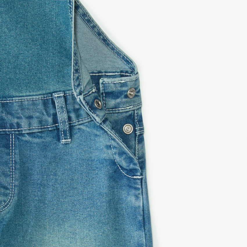 Salopette longue coupe large en jean fille 