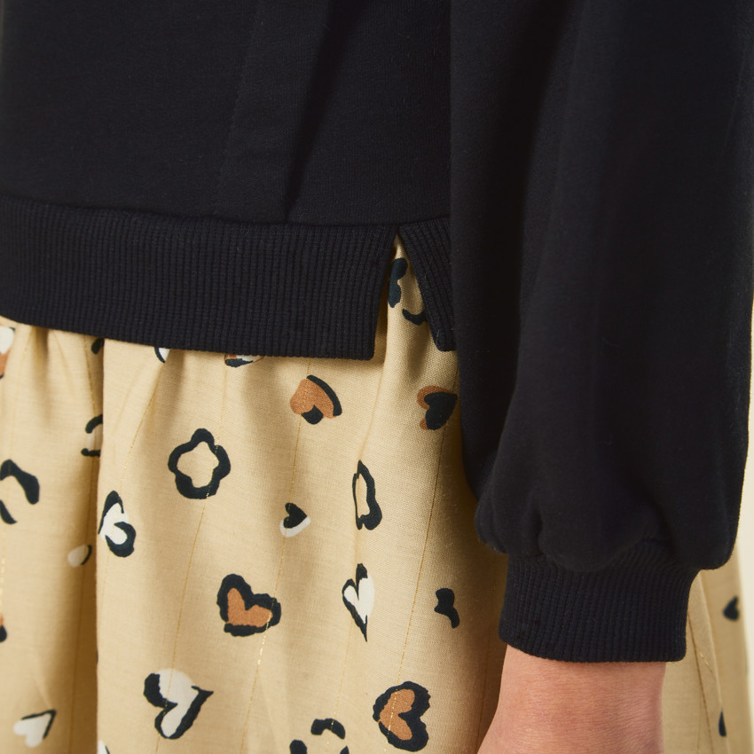 Jurk fleece 2-in-1 effect met vlekkenprint voor meisjes 