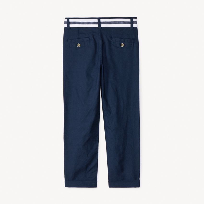 Pantalon droit en toile avec ceinture pour garçon 