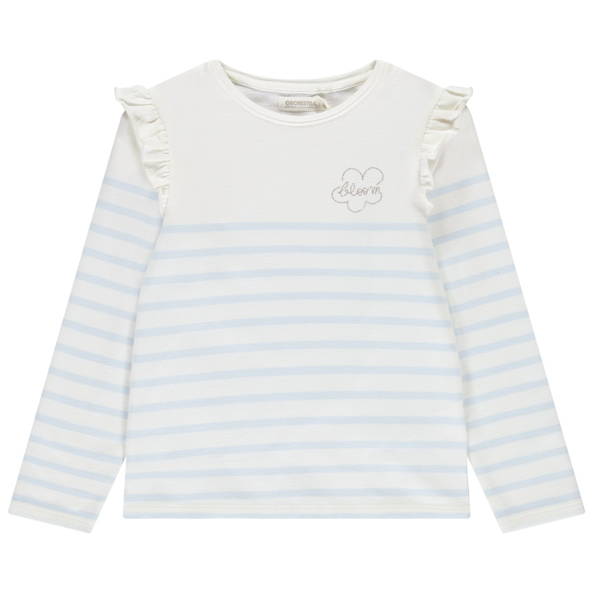 T-shirt manches longues marinière fantaisie pour fille  