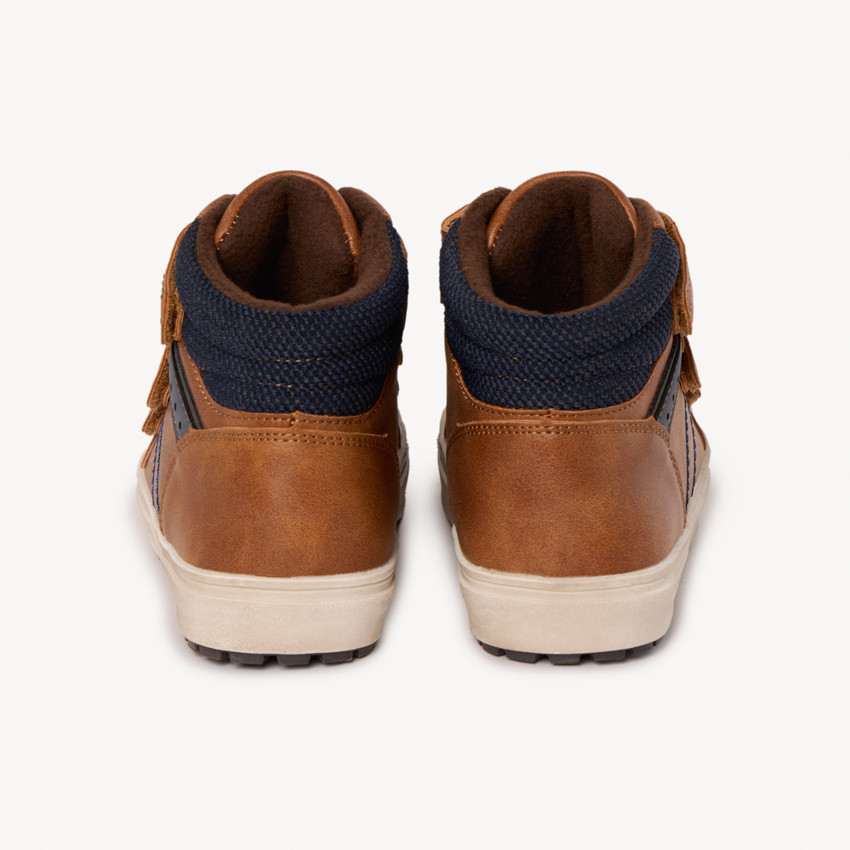 Booties in bruin met drie velcro