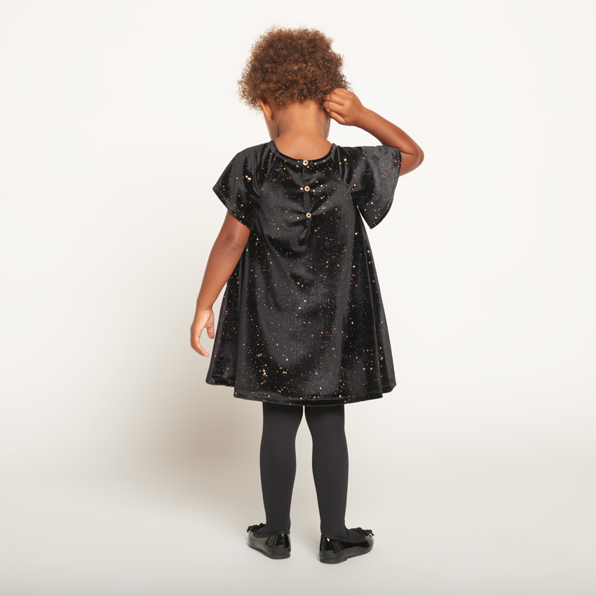 Robe de fête manches courtes en velours pailleté pour bébé fille 