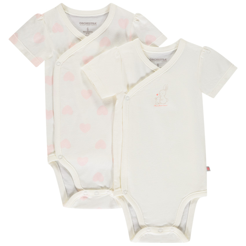 Set van 2 bodies met korte mouwen in fantasie voor meisjes 