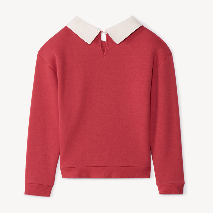 Sweat molleton avec col et borderie pour fille 