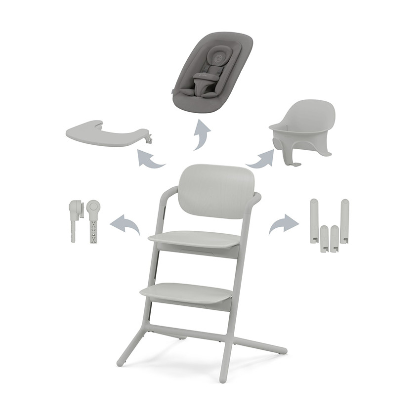 Chaise-haute évolutive Lemo 4 en 1 suede grey 