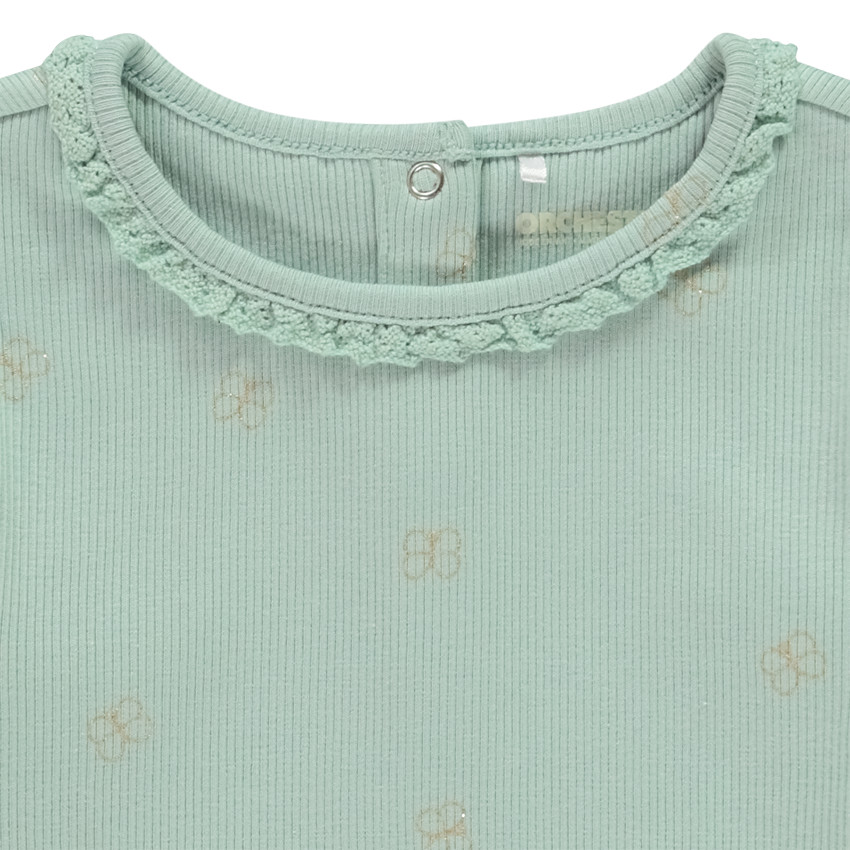 T-shirt manches longues maille côte et print fantaisie pour bébé fille 