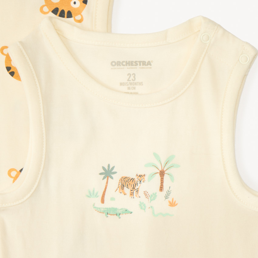 Set van 5 mouwloze rompers van jersey met savannepatronen voor babyjongens 