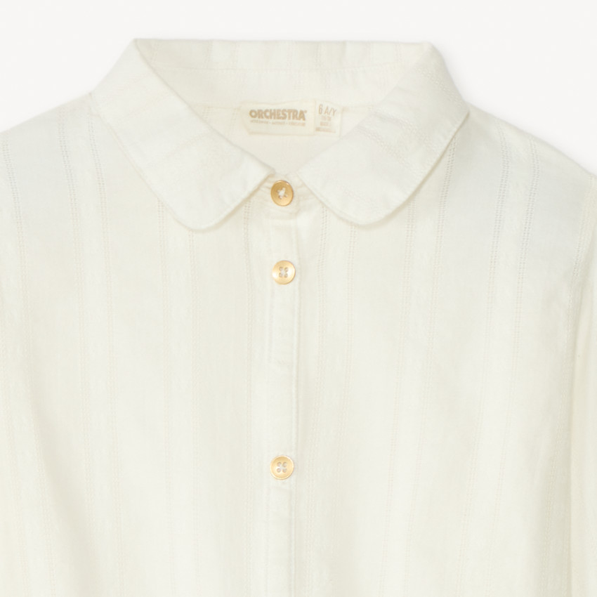 Chemise manches longues en toile unie pour fille 