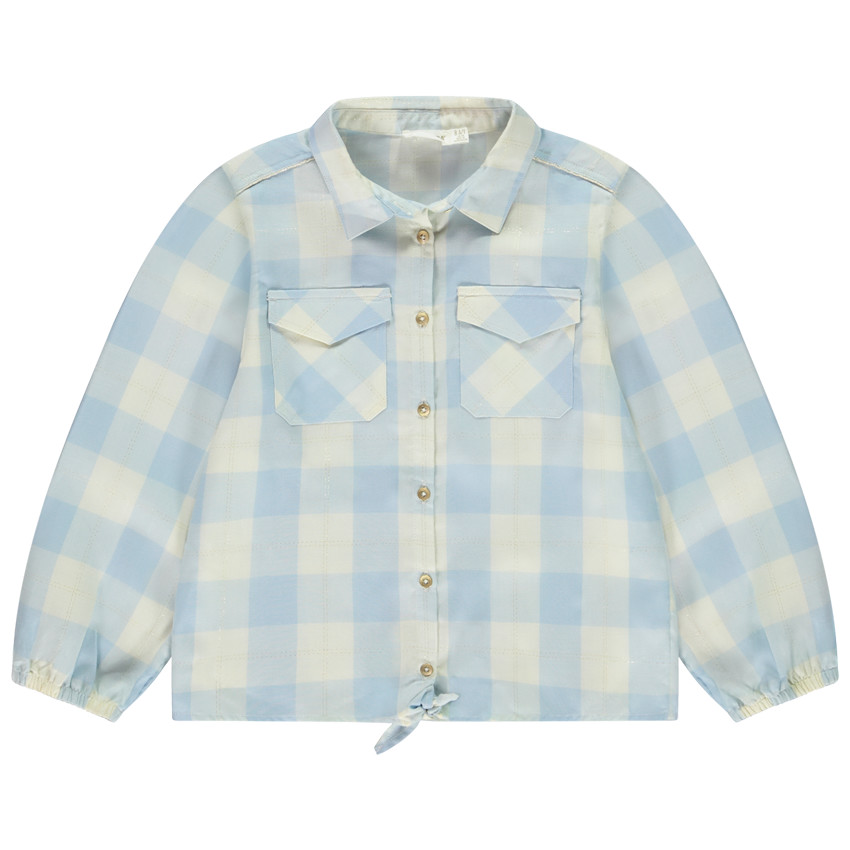 Lange mouwen geruite blouse met strik voor meisjes 