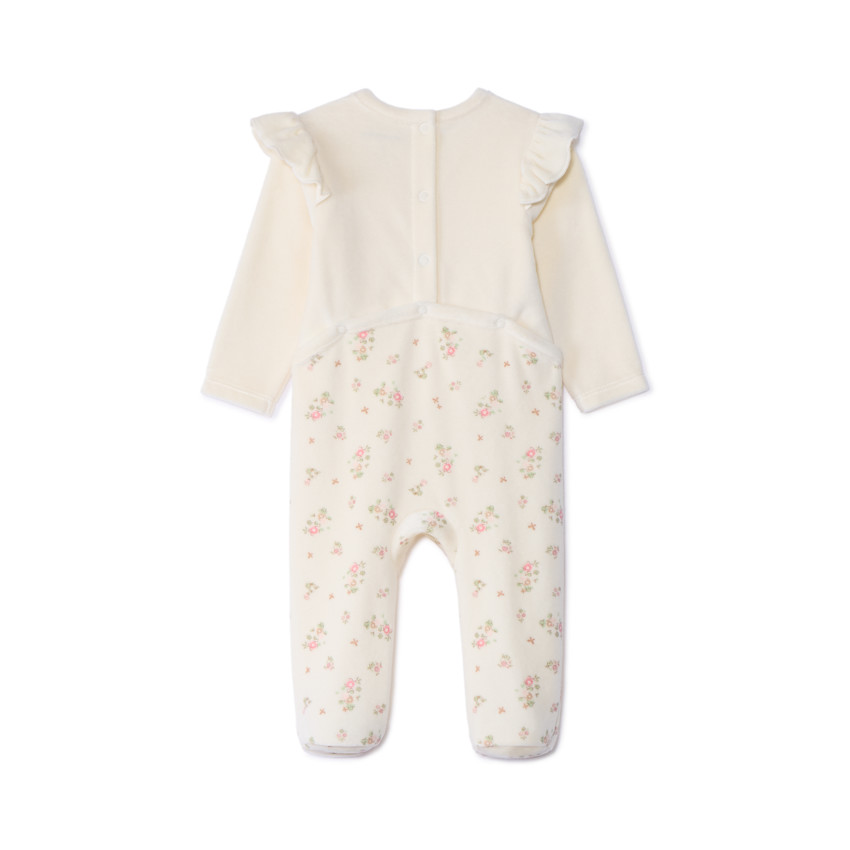 Pyjama met 2-in-1 effect in fluweel met bloemenprint voor meisjes 