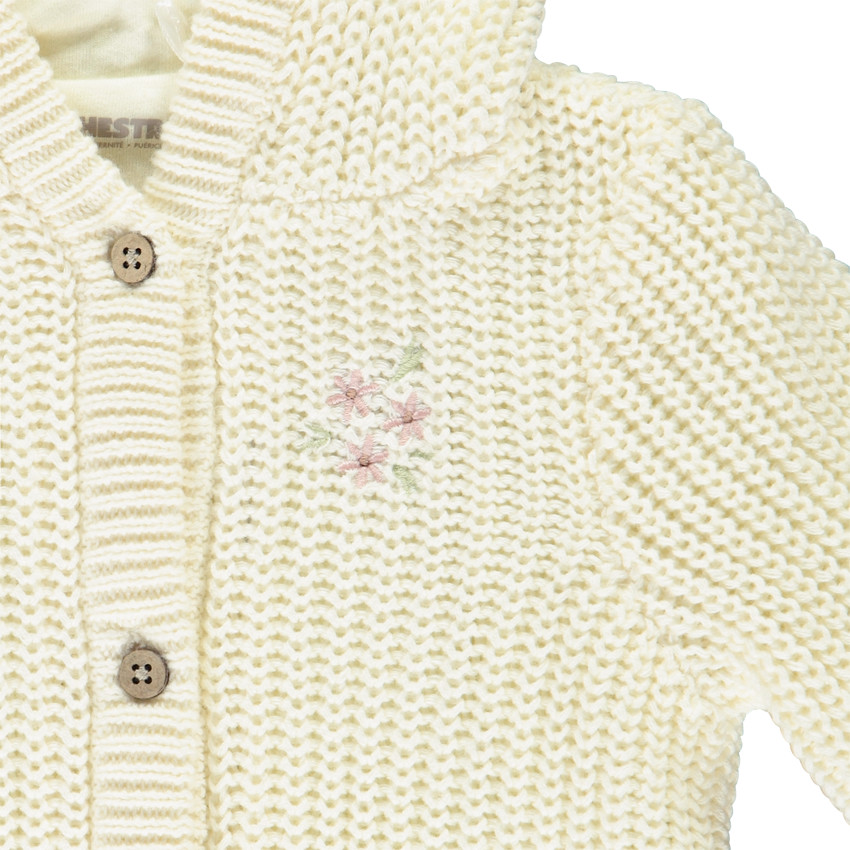 Gilet en tricot perlé avec capuche ludique pour bébé fille 