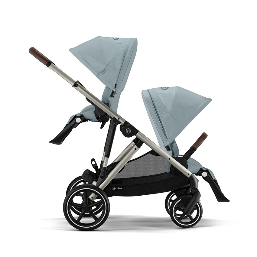 Poussette double avec panier Gazelle S taupe/stormy blue 