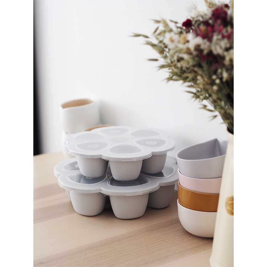 Pots de conservation multi-portions silicone 6x150 ml Gris Brume 