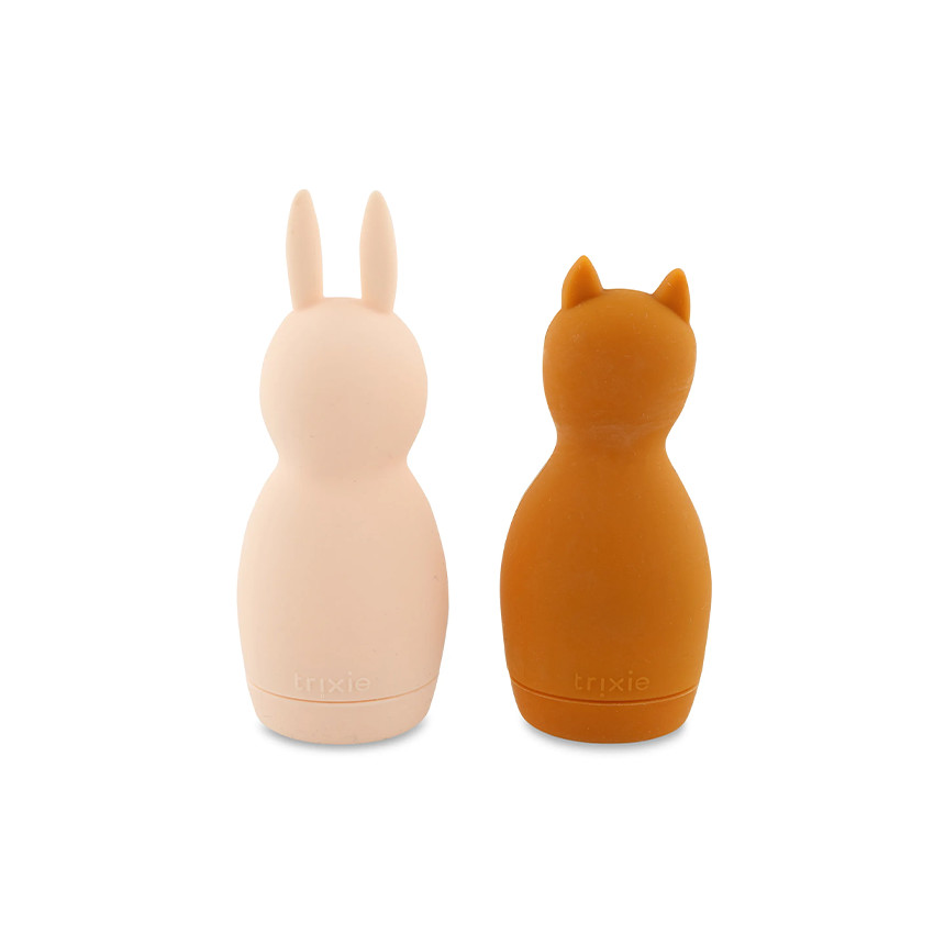 Set 2 pièces jouet de bain aspergeur Mme lapin et Mr renard  