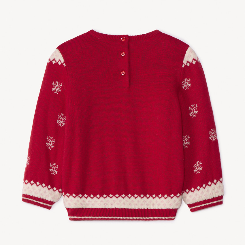 Pull de Noël en tricot jacquard doublé pour bébé fille 