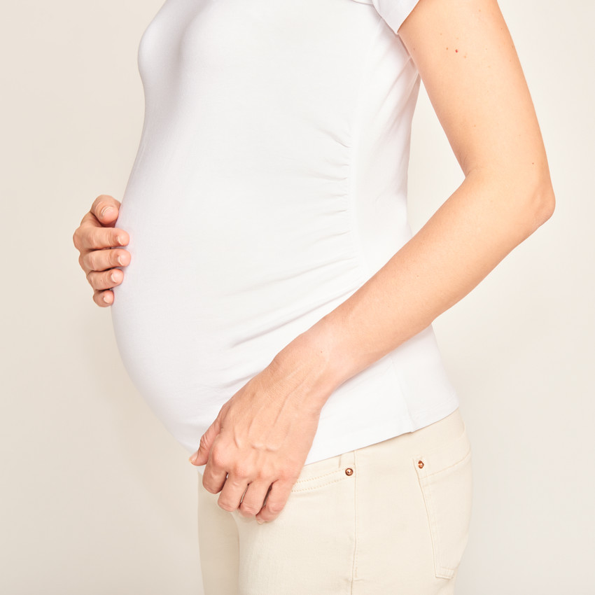 T-shirt voor zwangerschap met korte mouwen effen 