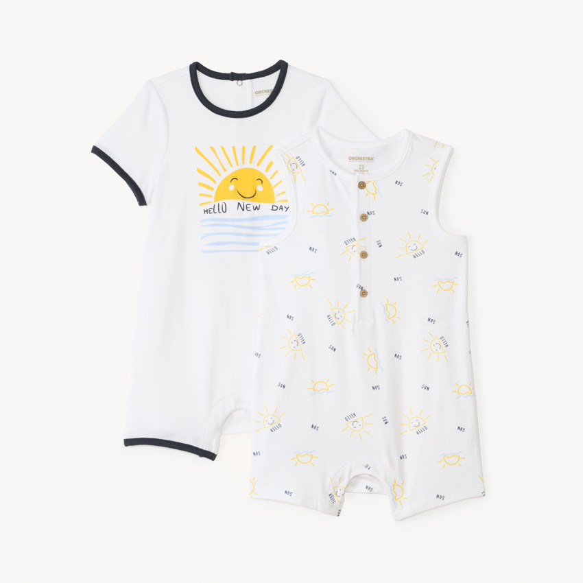 Lot de 2 combishorts motifs soleil pour bébé garçon 