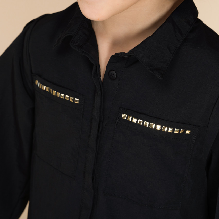 Hemdkleed van stof met strass voor meisjes 