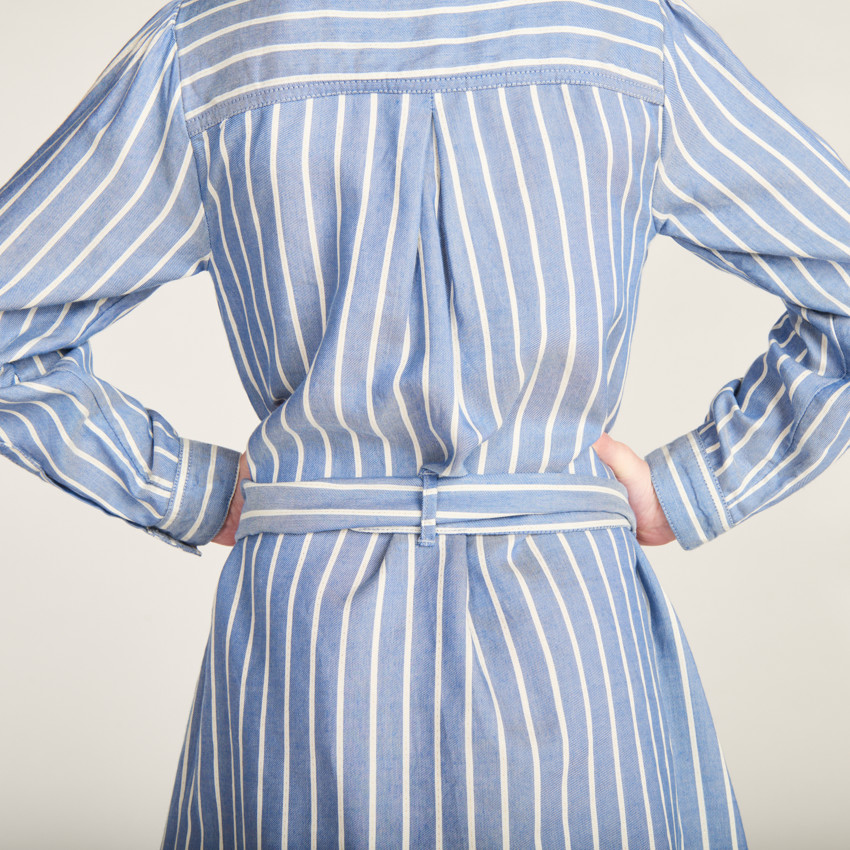 Langere gestreepte shirtjurk met ceintuur voor meisjes 