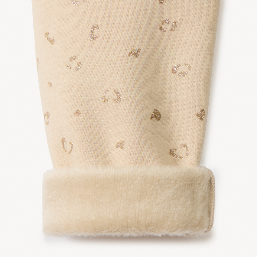 Legging met glinsterende alloverprint en sherpa-voering voor meisjes 