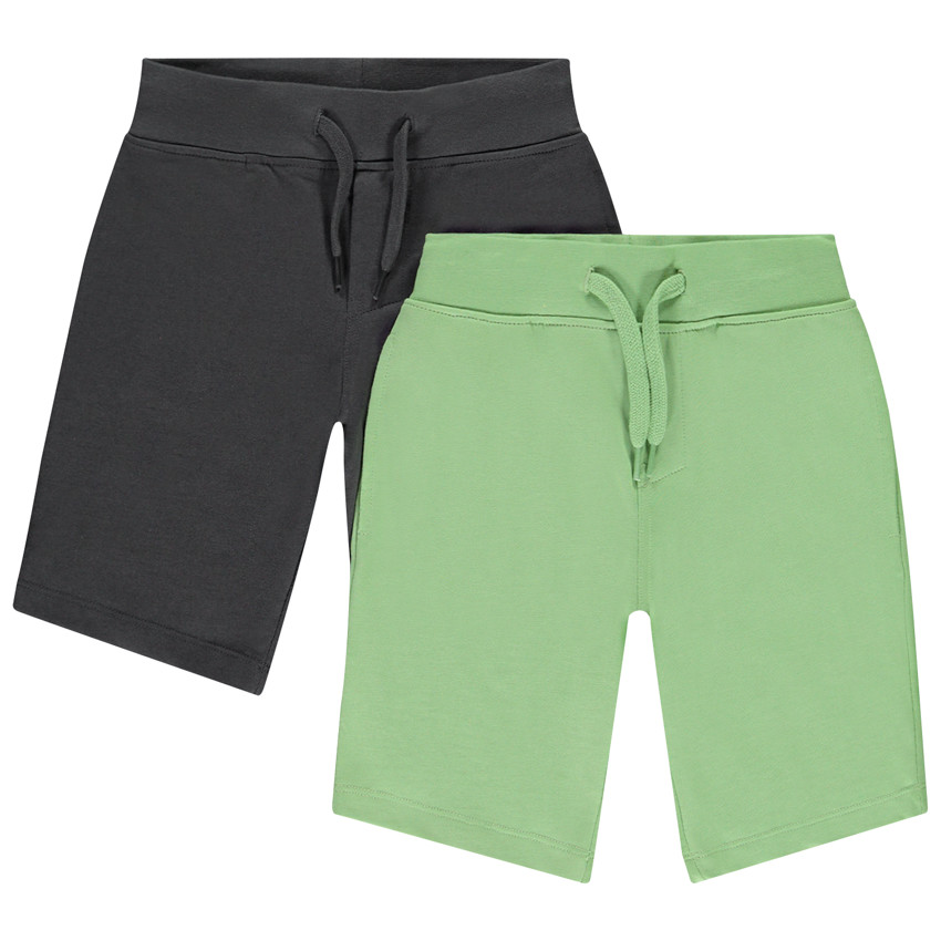 Lot de 2 bermudas unis garçon 