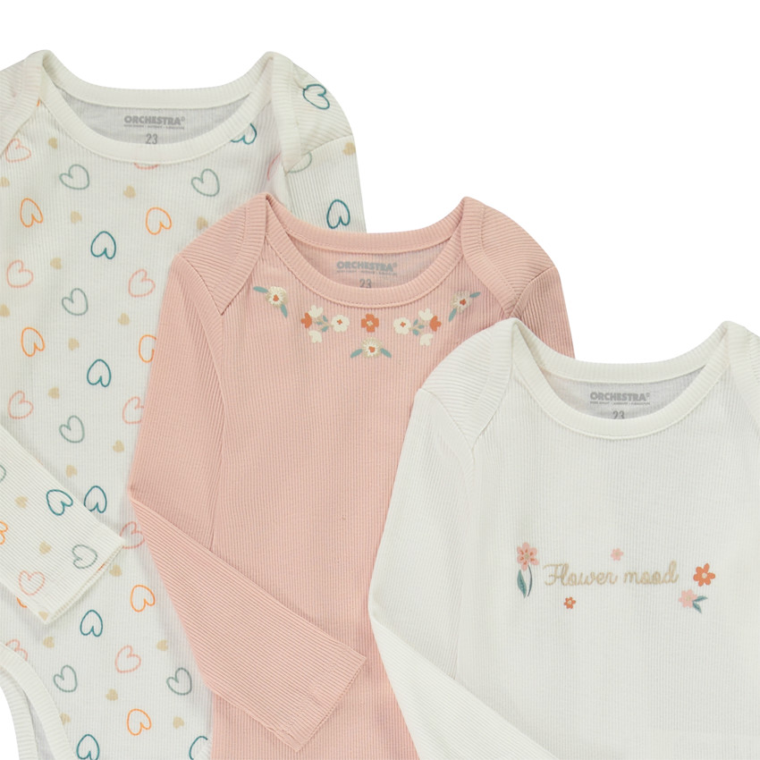 Set van 5 bodies in fantasierib voor meisjes 