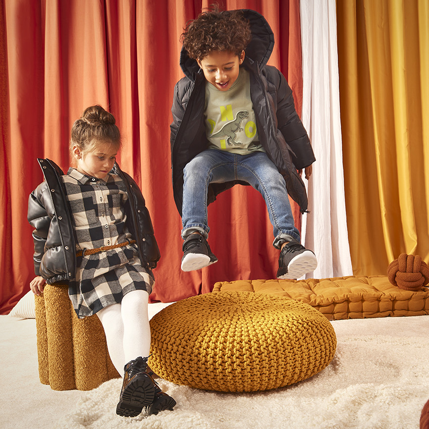 Robe chemise à carreaux avec cordon de serrage pour fille 