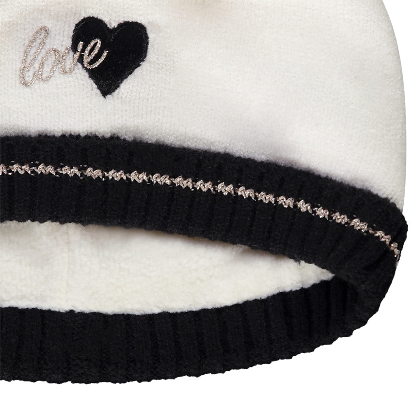 Ensemble bonnet + moufles cœurs pour bébé fille 