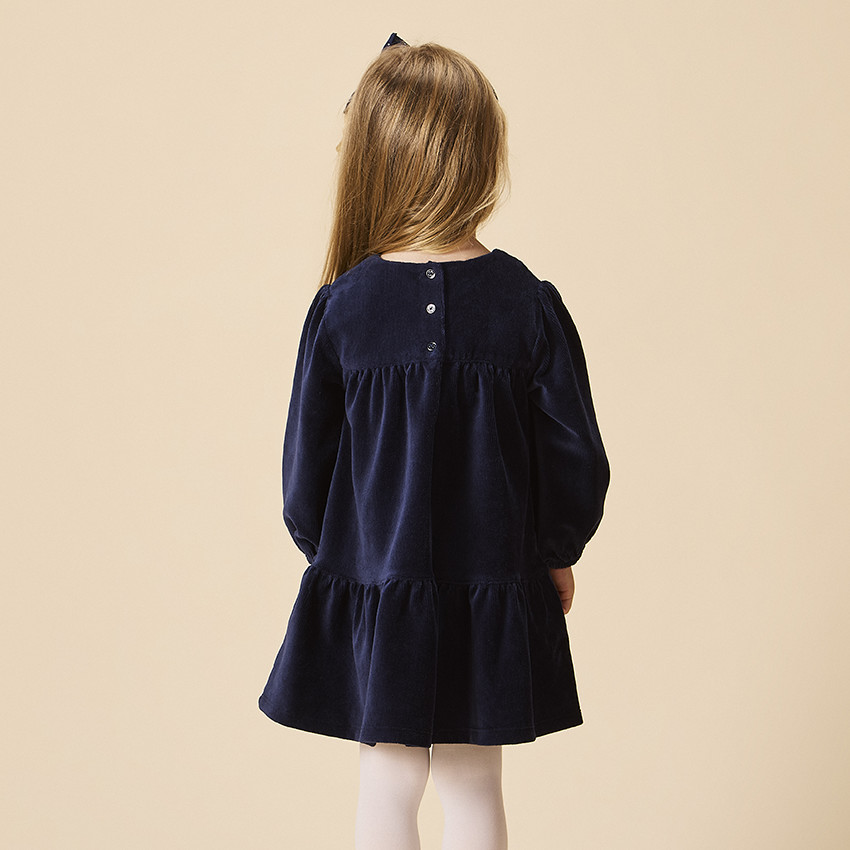 Robe de fête manches longues en velours côtelé pour bébé fille 