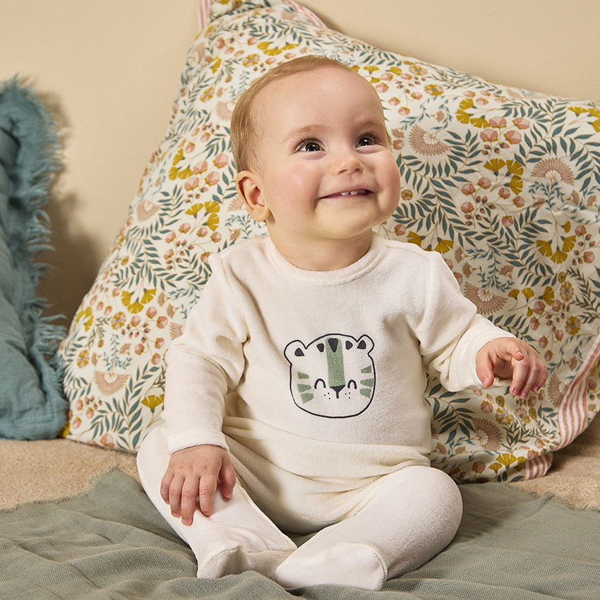 Pyjama van fluweel met fantasieprint voor baby jongen 
