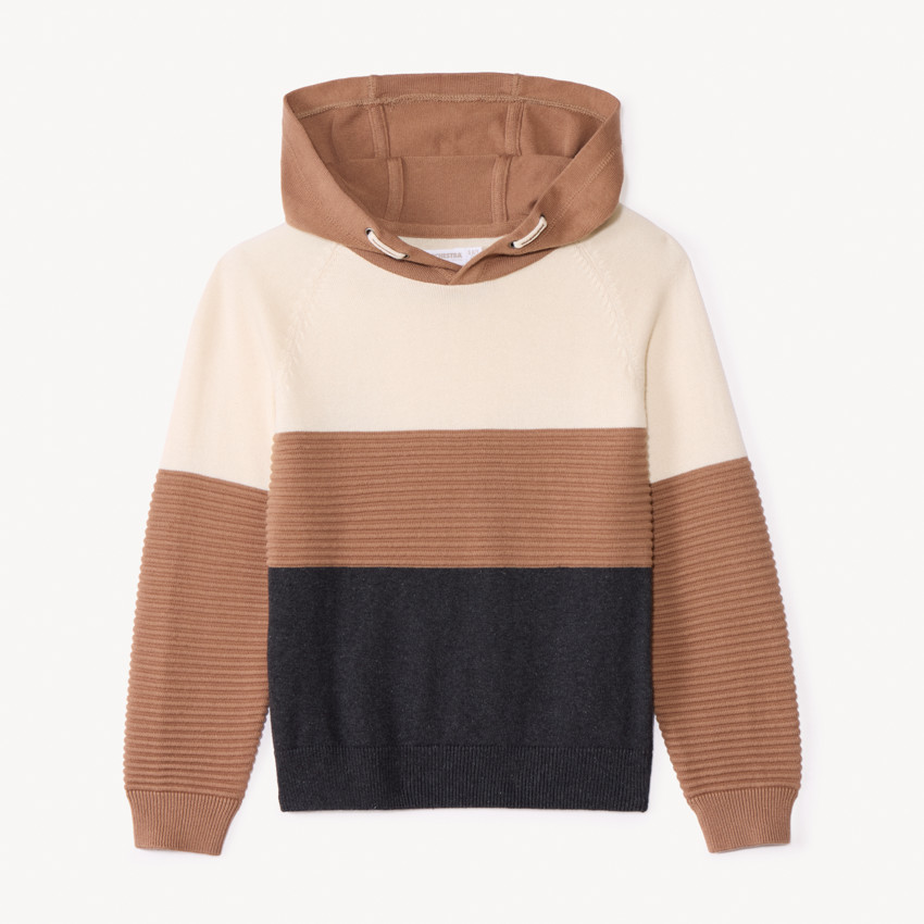 Pull manches longues à capuche effet colorblock pour garçon  