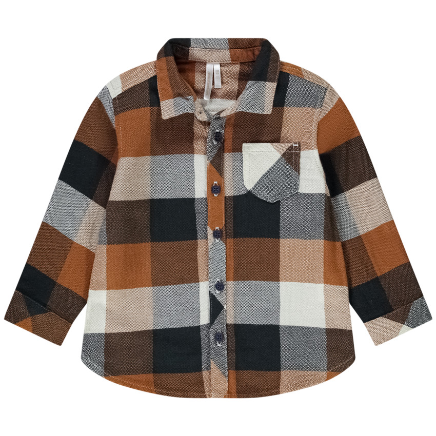 Baby jongens hemd met lange mouwen en ruitjes 