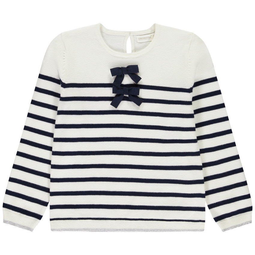 Trui met maritieme print en fantasieknoopjes voor meisjes 