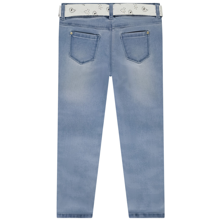 Jean slim avec ceinture imprimée à nouer pour fille 