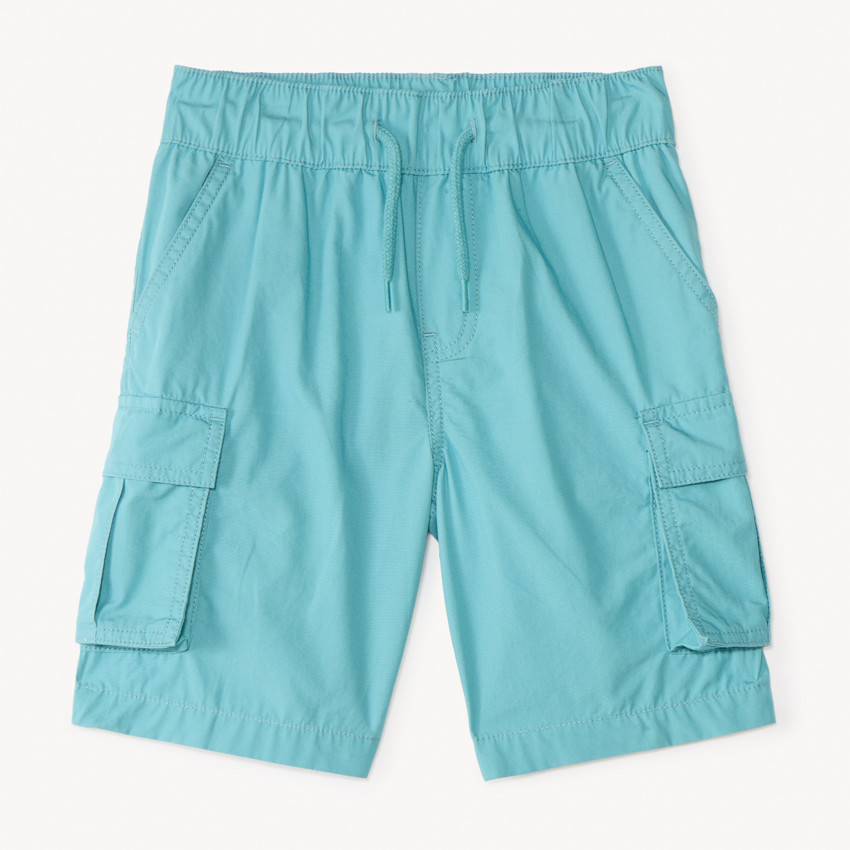 Bermuda cargo effen in popeline voor jongen 