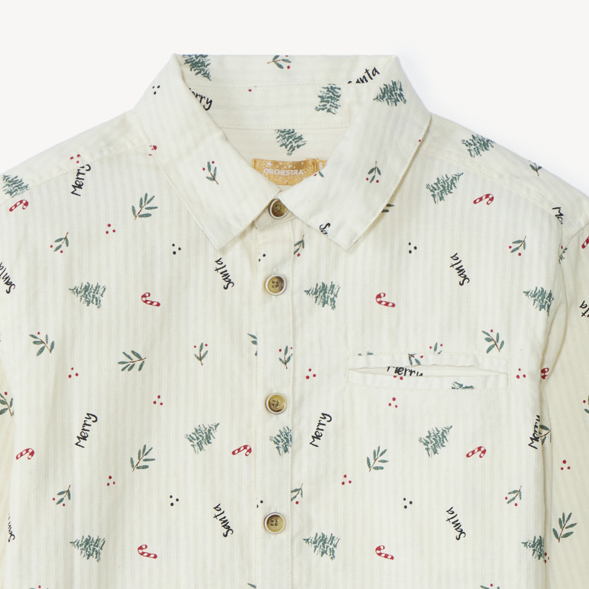 Hemd met lange mouwen en kerstprint voor jongens 